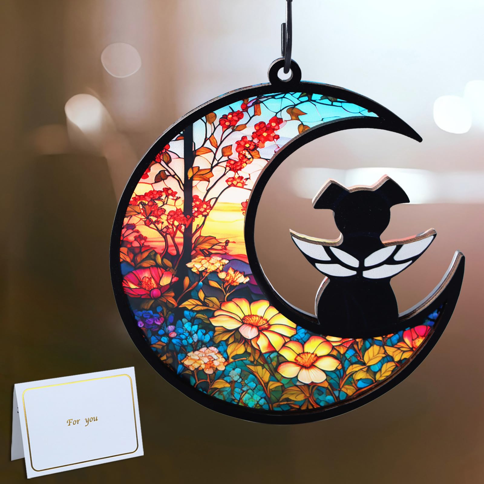 CCiaga dog memorial suncatcher with sunflowers brightens windows and memories