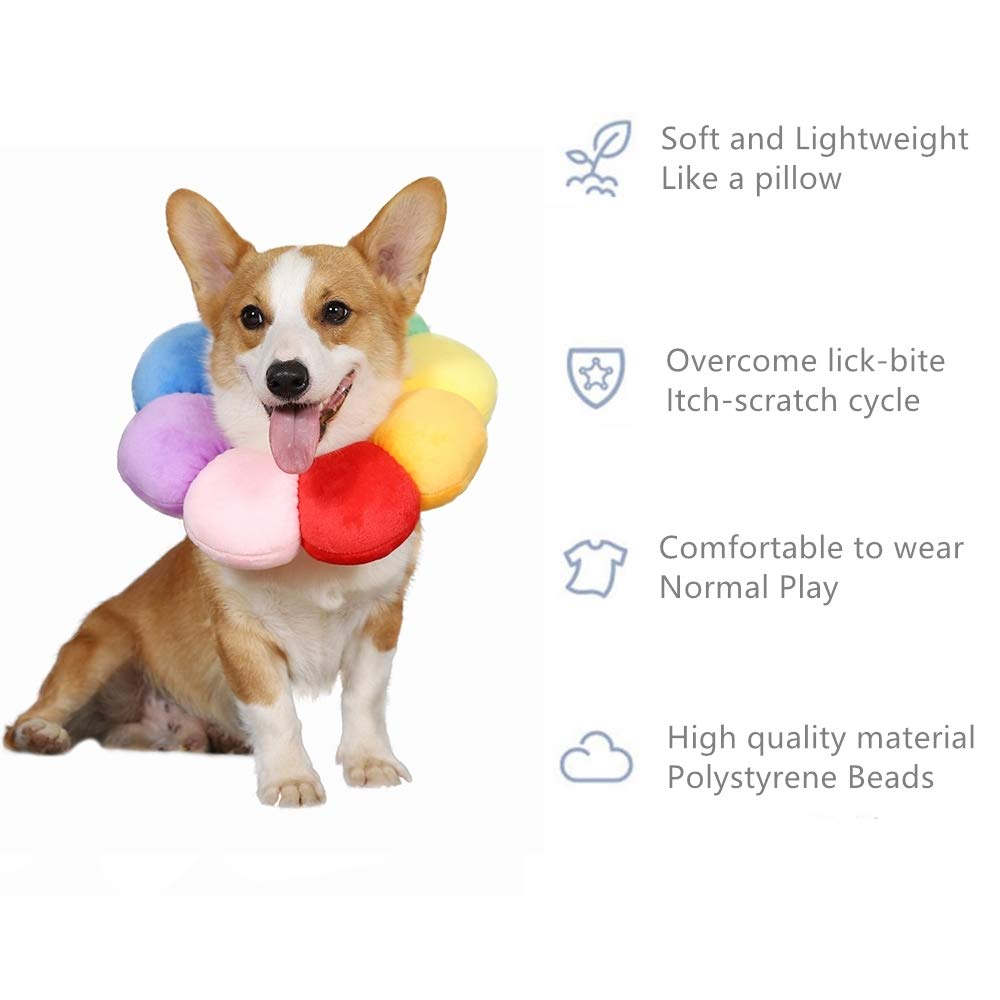 ccypet sunflowers design recovery cone worn by a pet for comfortable containment