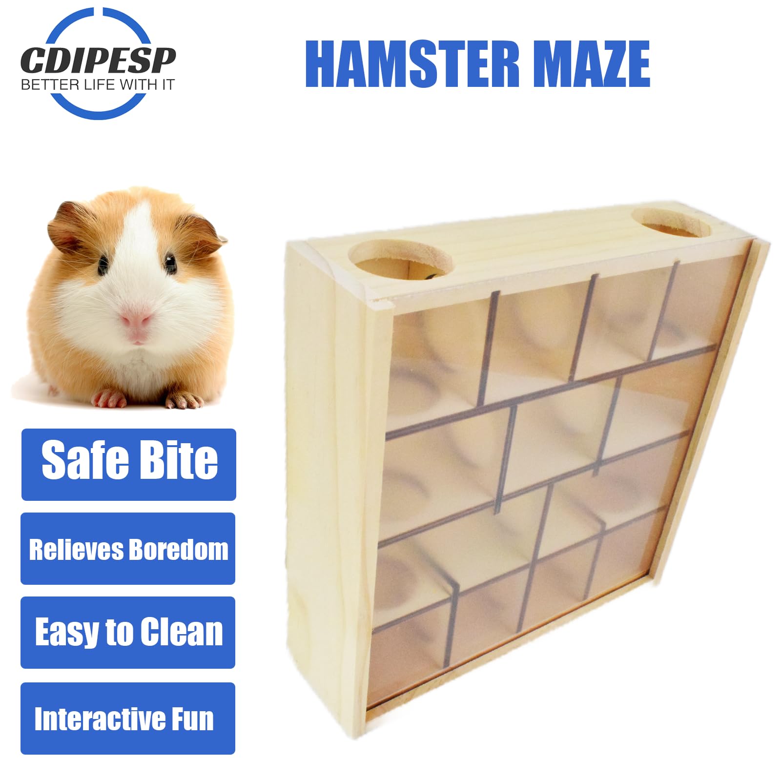 Cdipesp wooden hamster maze with 16 holes promotes exploration and exercise