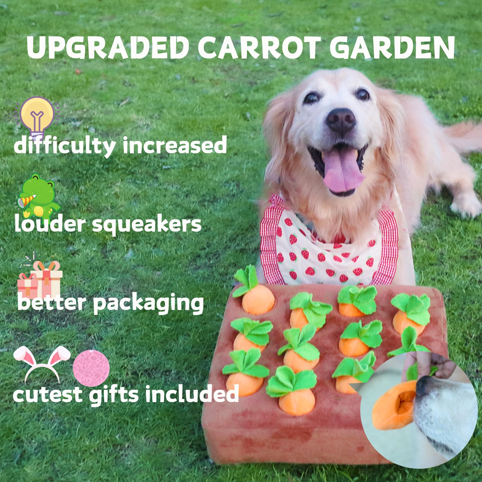 CECE PAW squeaky carrot feature adds sound cues during puzzle play