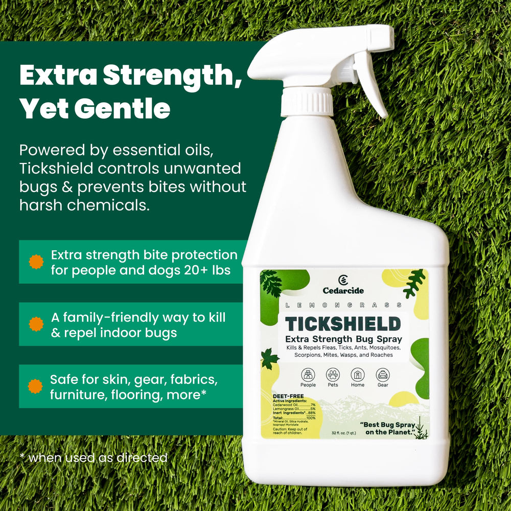 Cedarcide Tickshield pets application on dog coat before a walk
