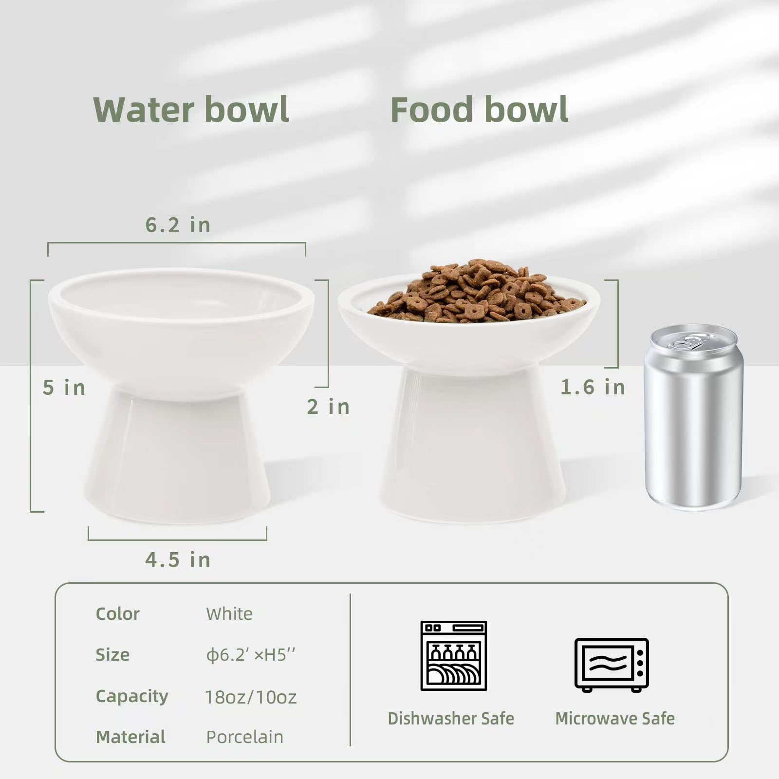CEEFU 2 elevated cat bowls height 5 inches for better posture.