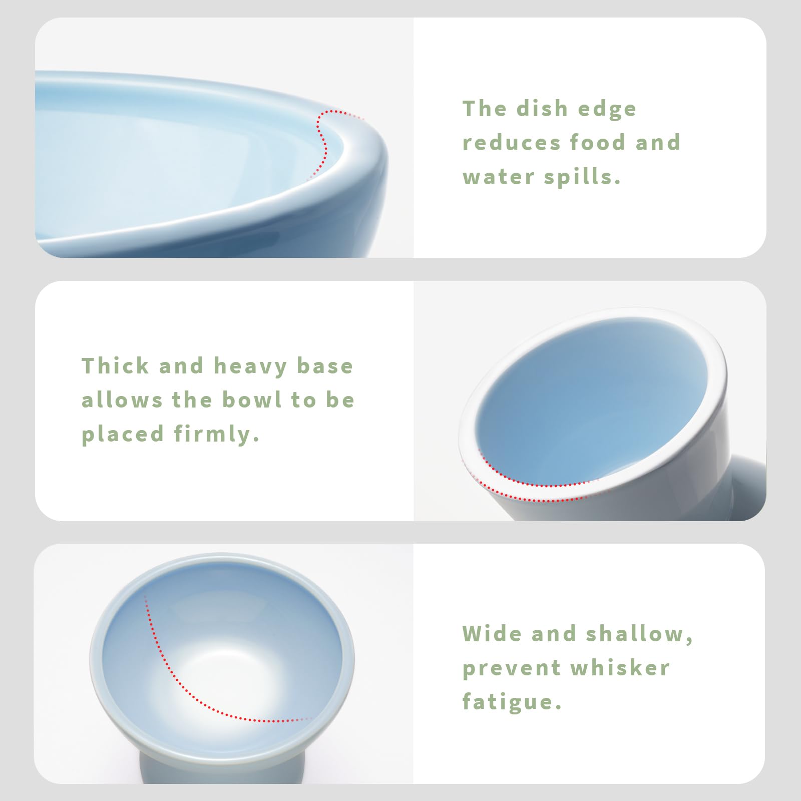 CEEFU ceramic elevated cat bowl with wide mouth for easy access to food