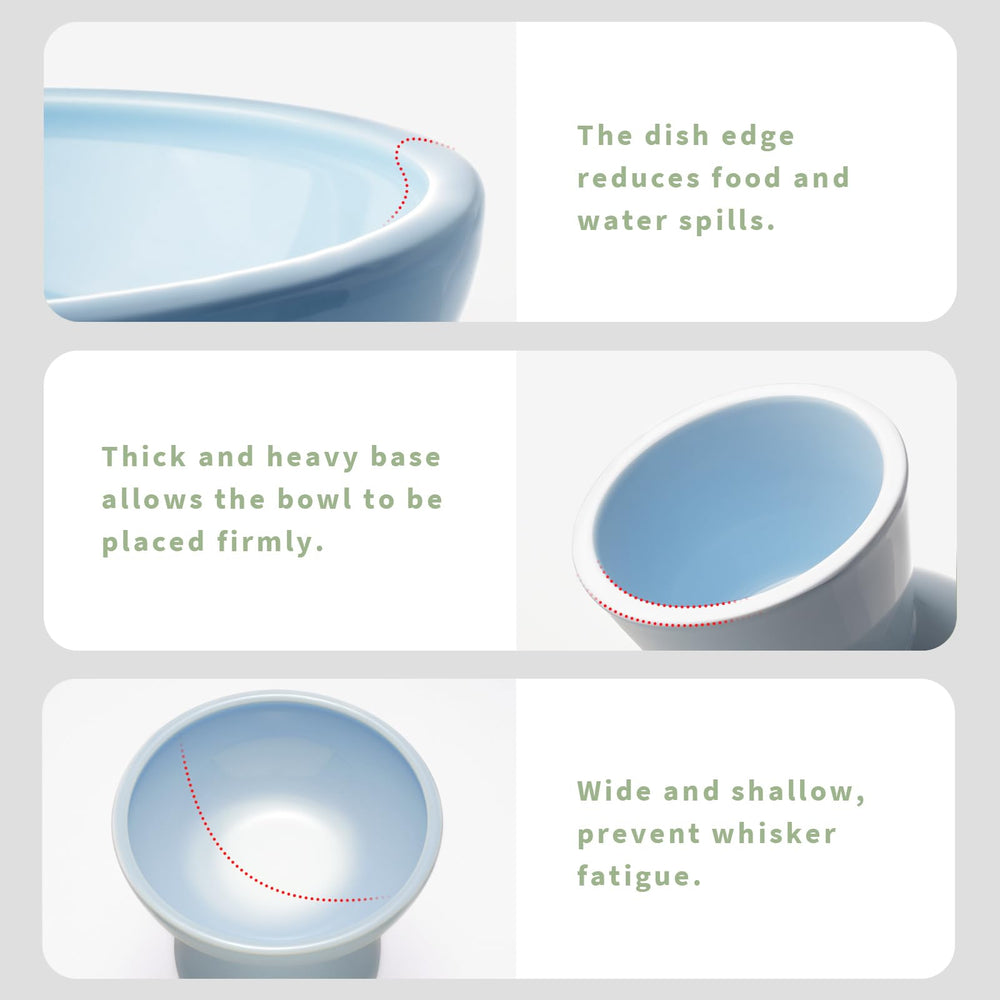 CEEFU ceramic elevated cat bowl with wide mouth for easy access to food