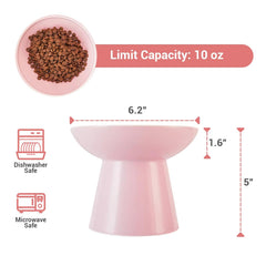 CEEFU pink elevated cat bowl side view highlighting raised height.