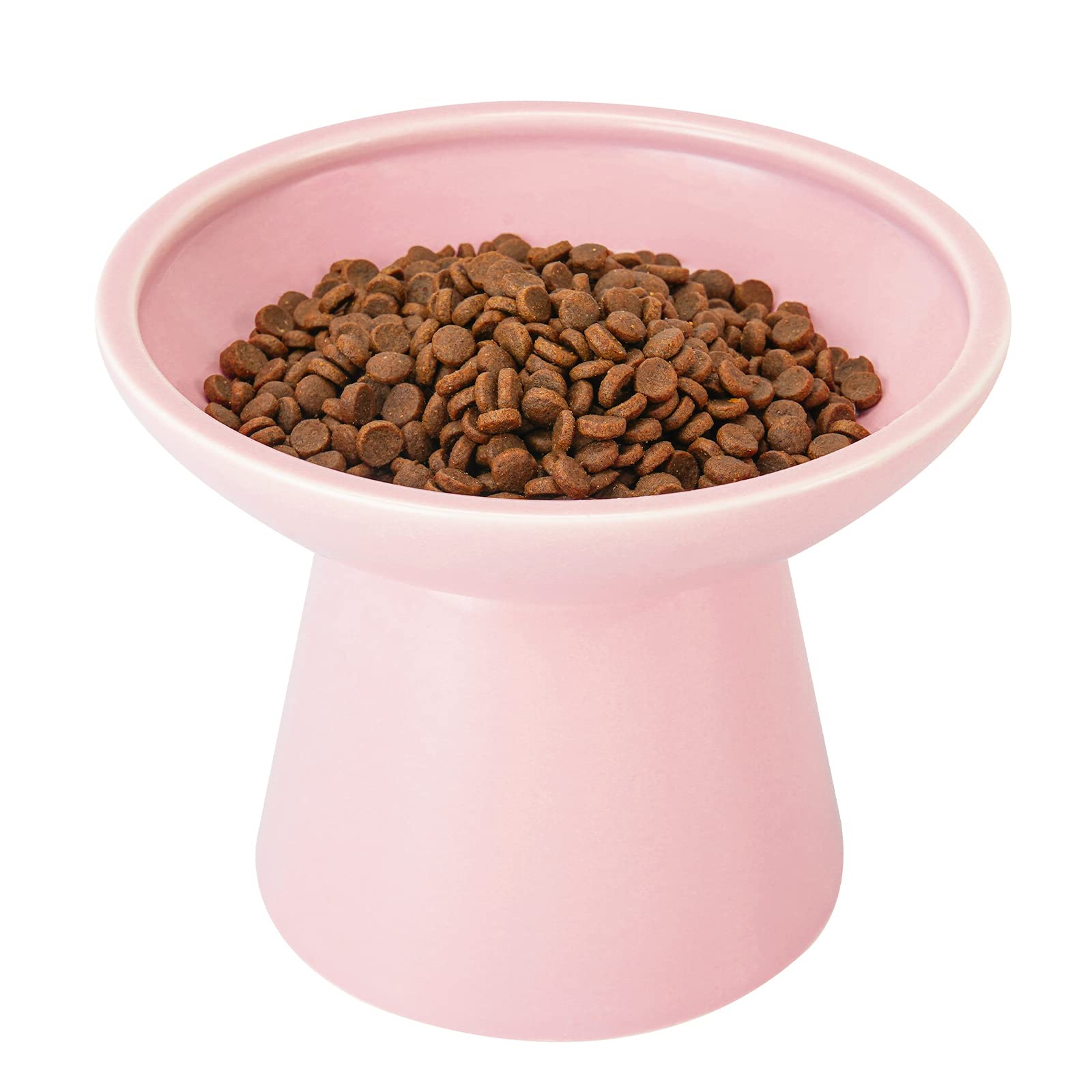 CEEFU elevated ceramic cat bowl with wide dish for whisker-friendly feeding.