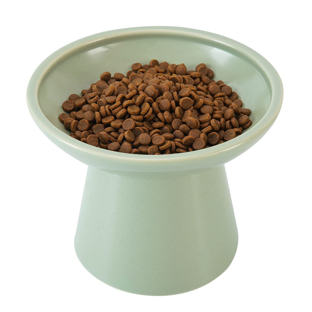 CEEFU extra-wide elevated ceramic cat bowl with a shallow opening for whisker-friendly meals