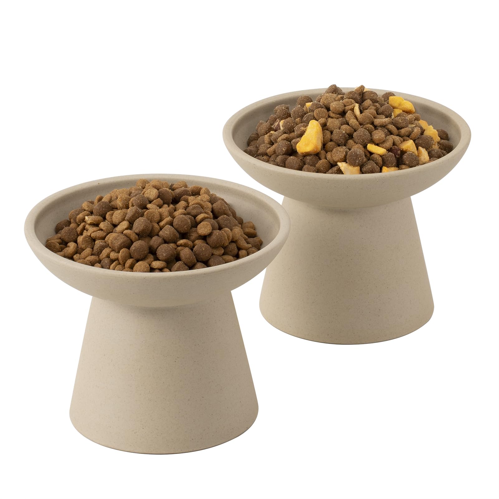 CEEFU extra wide elevated cat bowl top view showing whisker-friendly design