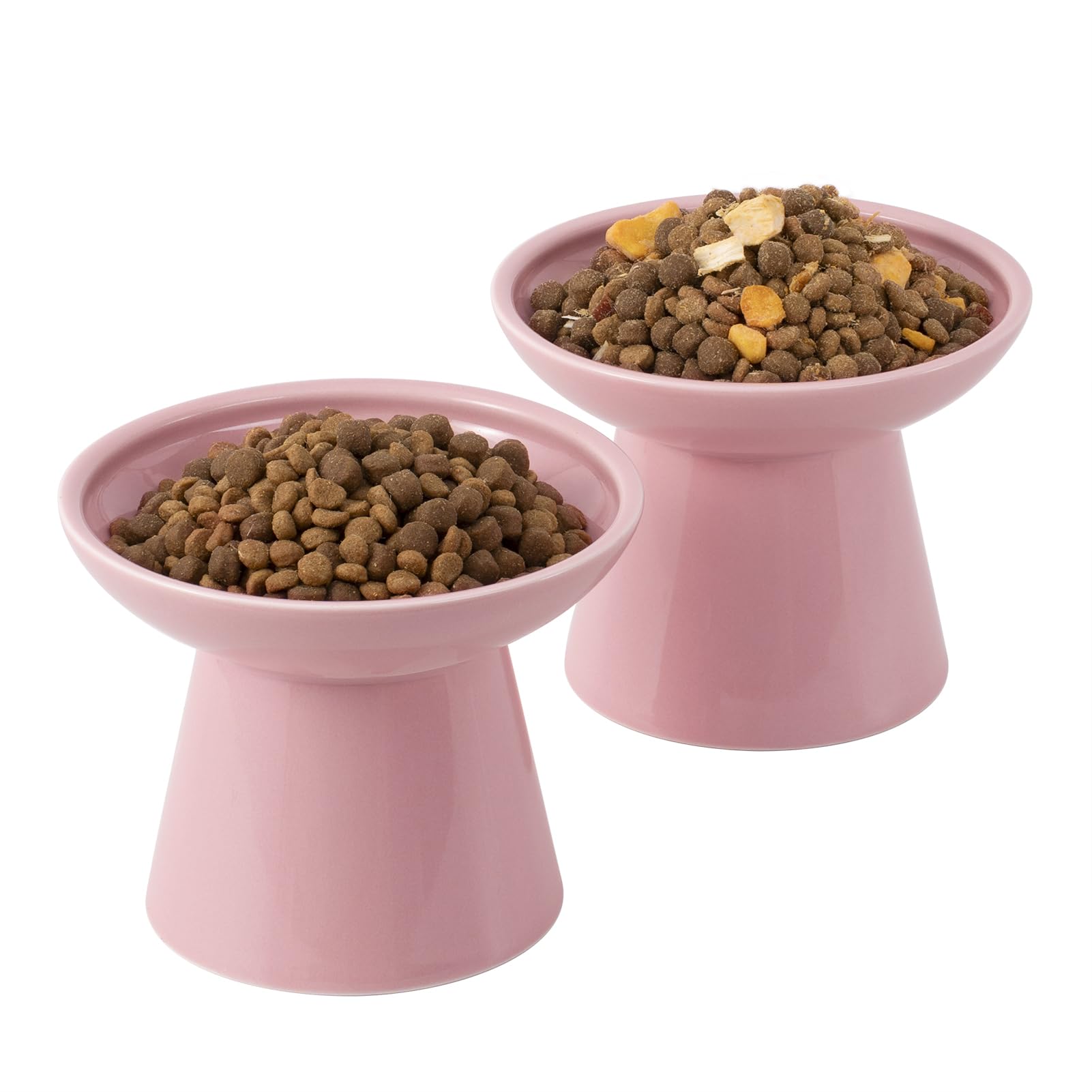 CEEFU extra wide elevated ceramic cat bowl front view showing whisker-friendly dining.