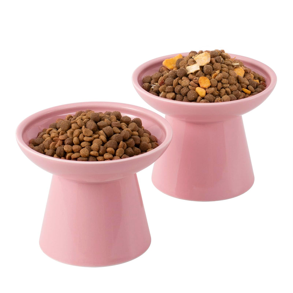 CEEFU extra wide elevated ceramic cat bowl front view showing whisker-friendly dining.