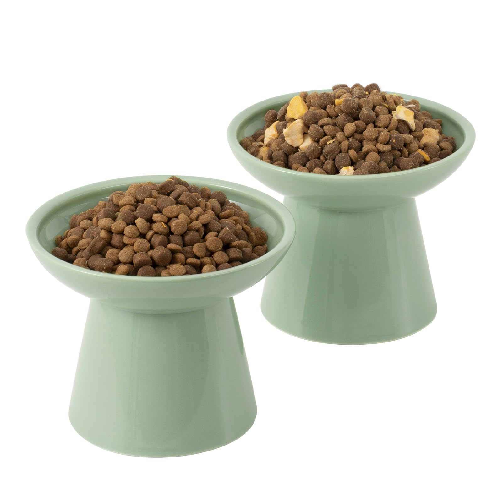 CEEFU extra-wide elevated ceramic cat bowl top view showing whisker-friendly design