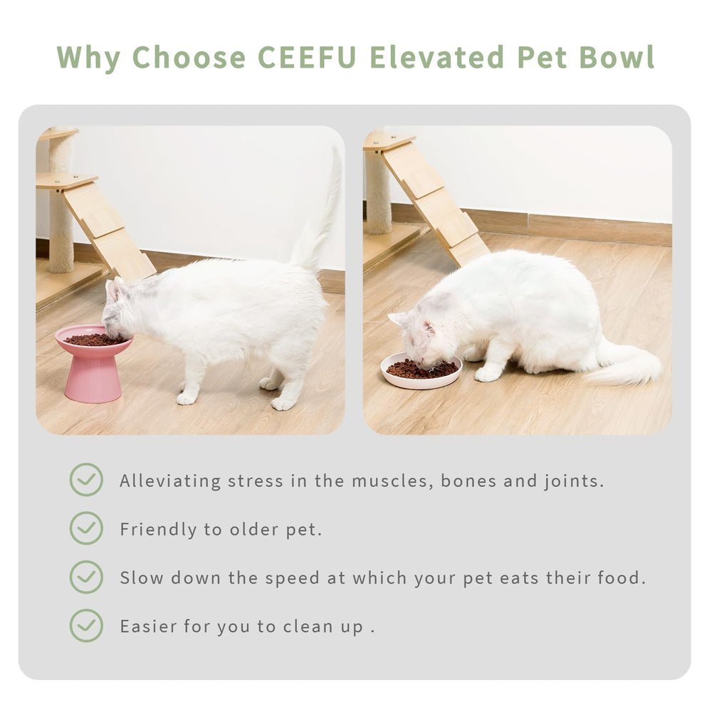 CEEFU design suited for older cats eating with ease.