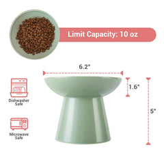 CEEFU raised cat bowl in sage green from the side highlighting height