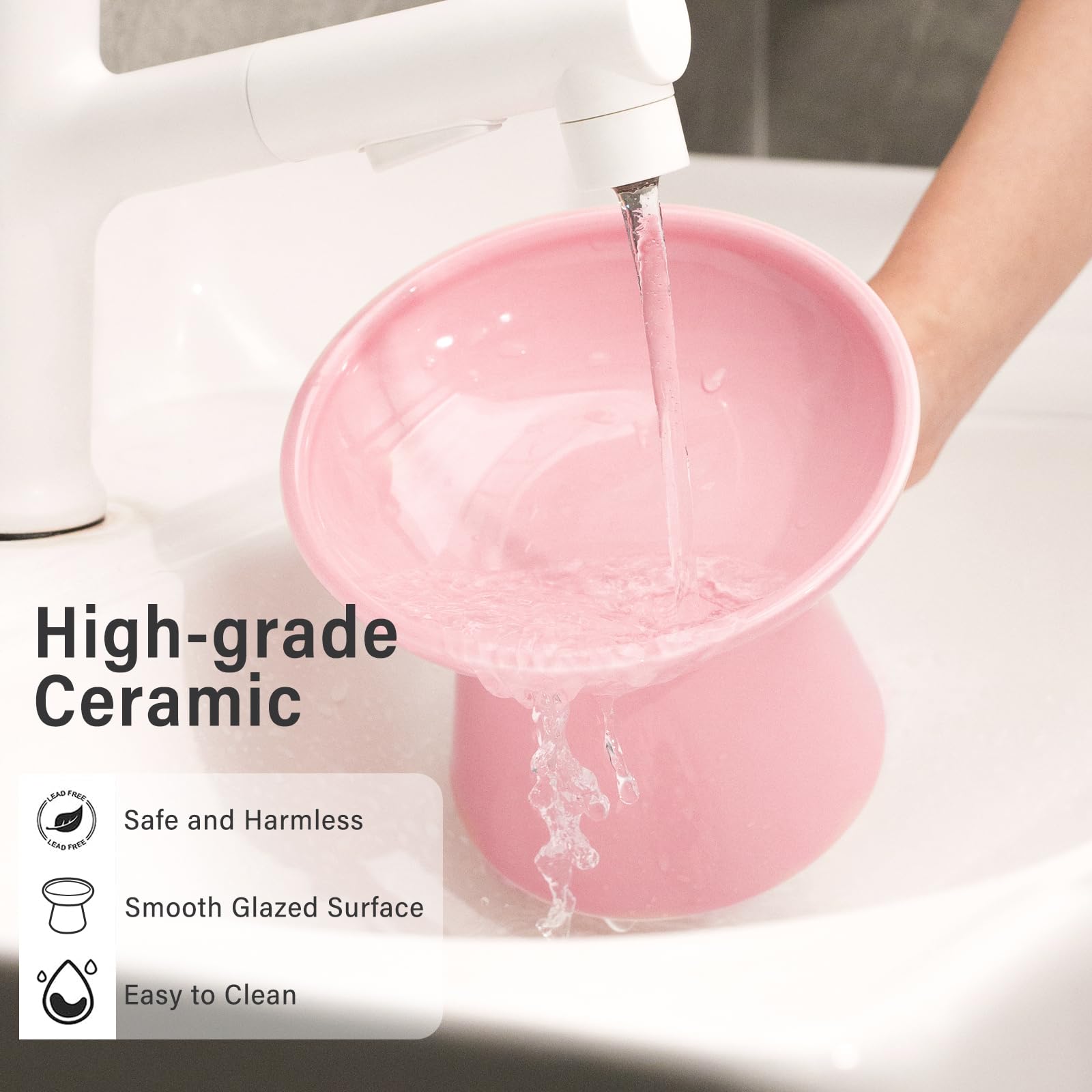 CEEFU two-pack cat bowls in pink color for multi-cat homes.