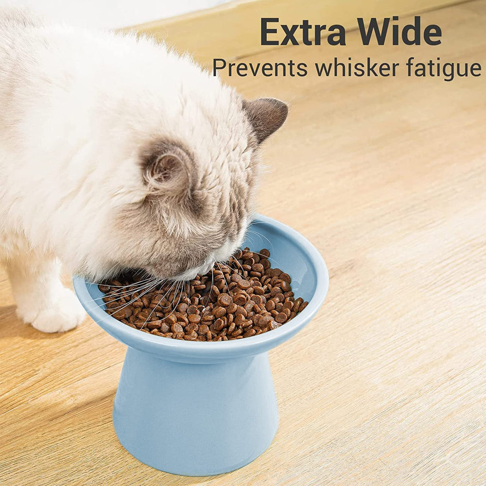 Whisker-friendly blue CEEFU bowl design promoting comfortable meals.