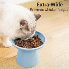 Whisker-friendly blue CEEFU bowl design promoting comfortable meals.