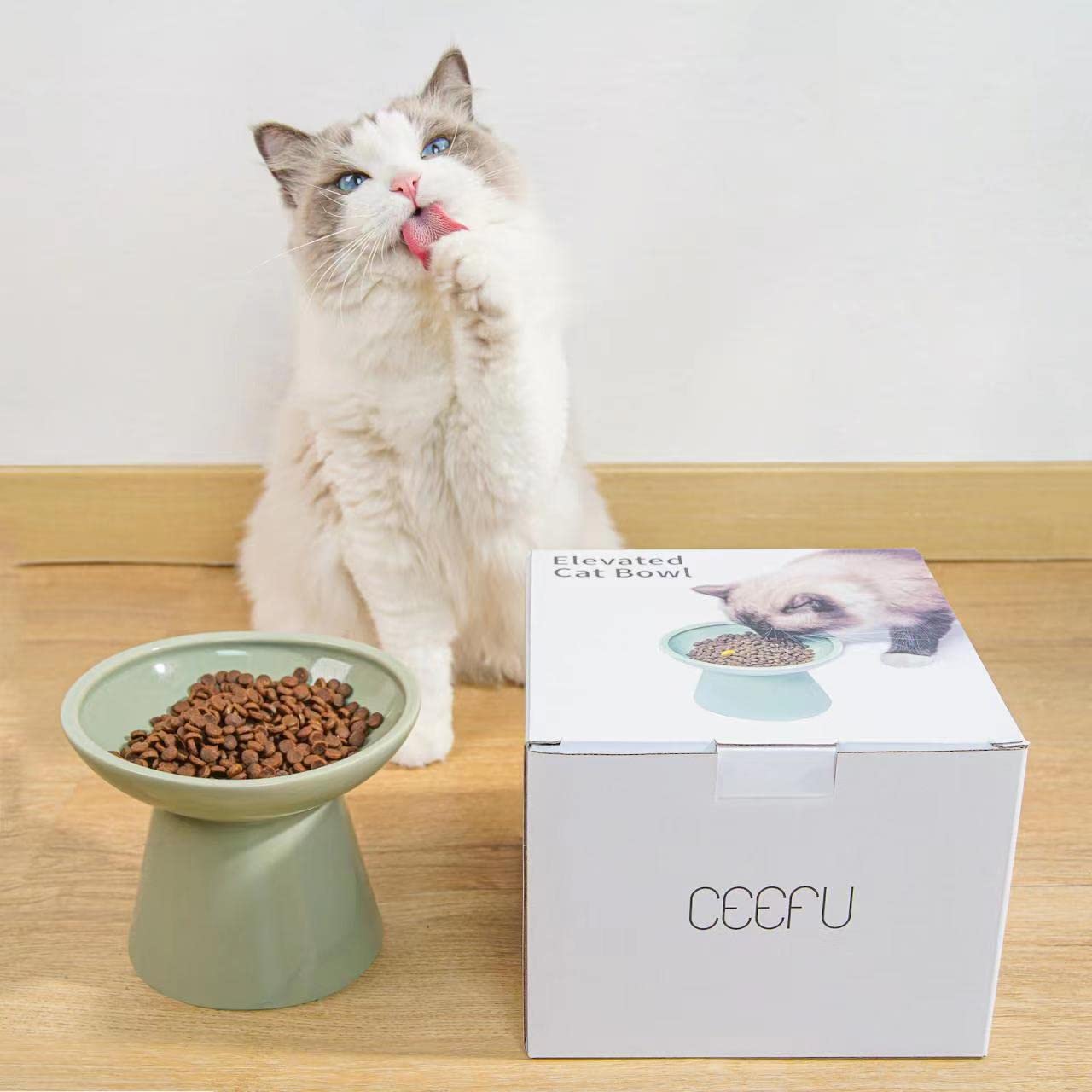 CEEFU whisker-friendly design bowl to reduce whisker fatigue during meals