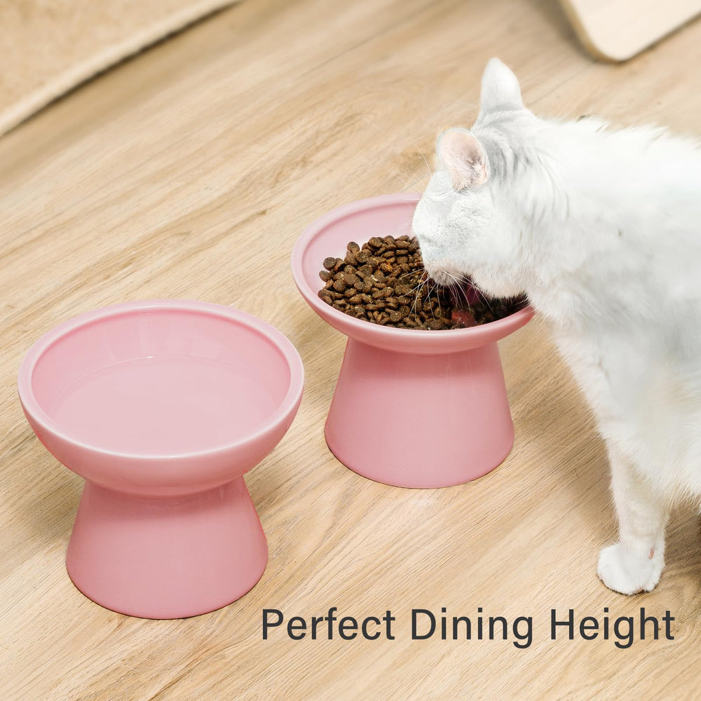 Whisker-friendly wide food bowl helps cats access kibble more easily