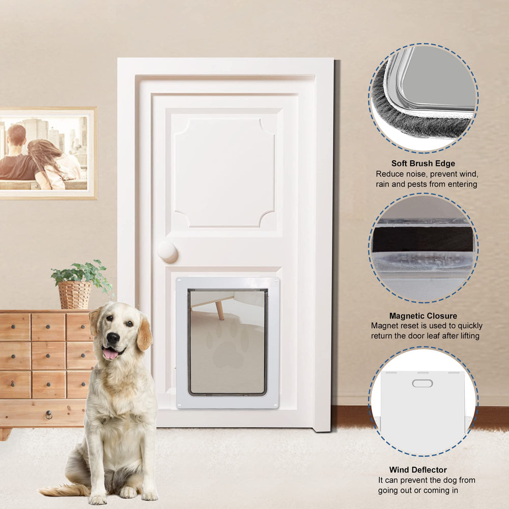 CEESC dog door handles pets up to 45 pounds.