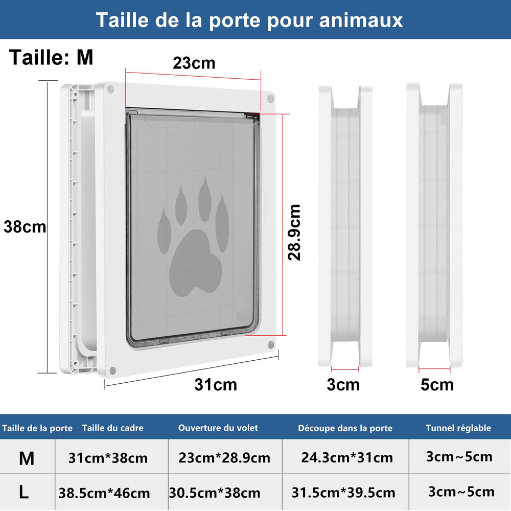 CEESC dog door frame demonstrates sturdy fit for thick doors.