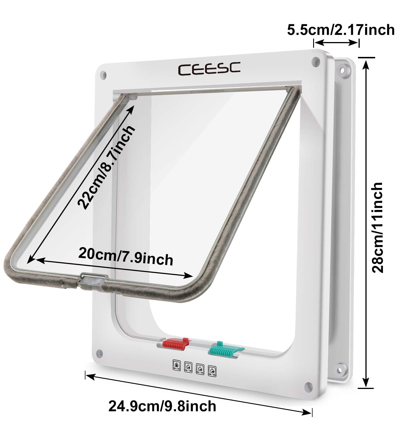 CEESC Extra Large Cat Door with 4-way locking illustrates flexible in and out control