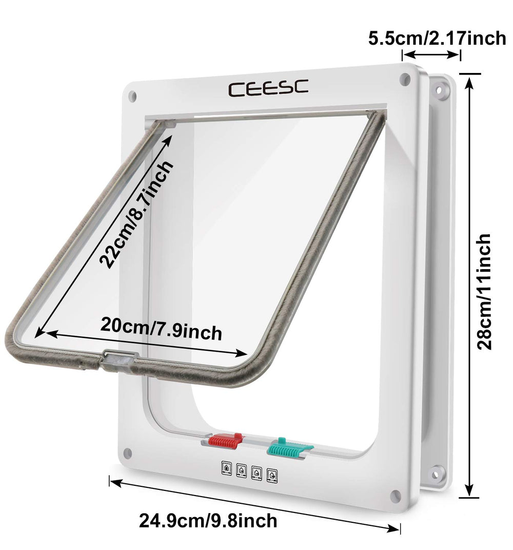 CEESC Extra Large Cat Door with 4-way locking illustrates flexible in and out control