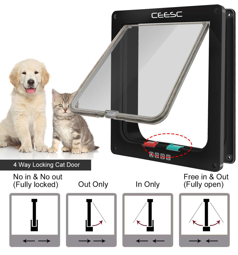 CEESC extra large cat door in closed mode for privacy and security