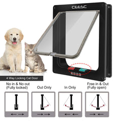 CEESC extra large cat door in closed mode for privacy and security