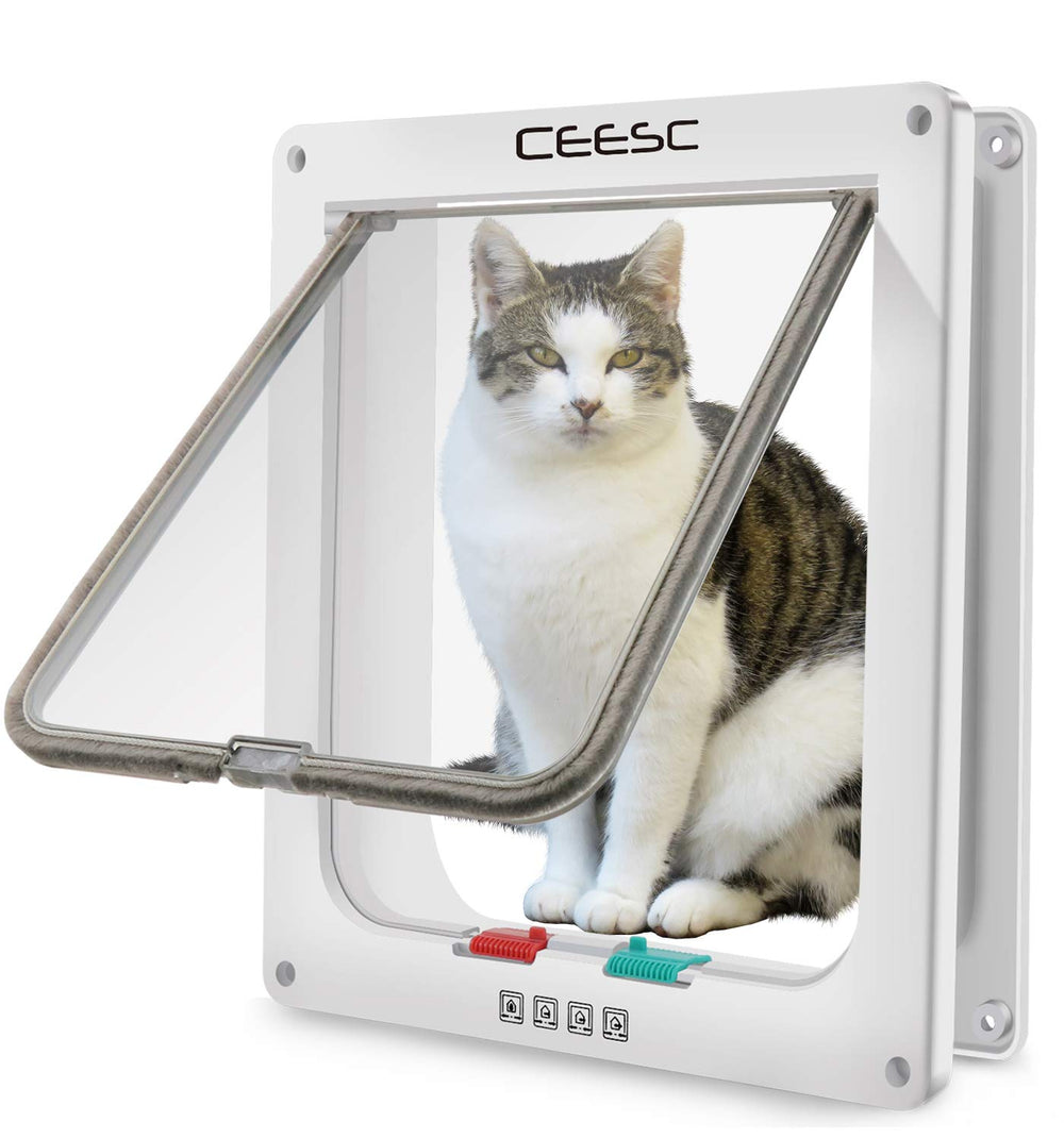 CEESC Extra Large Cat Door front view in white shows durable ABS construction