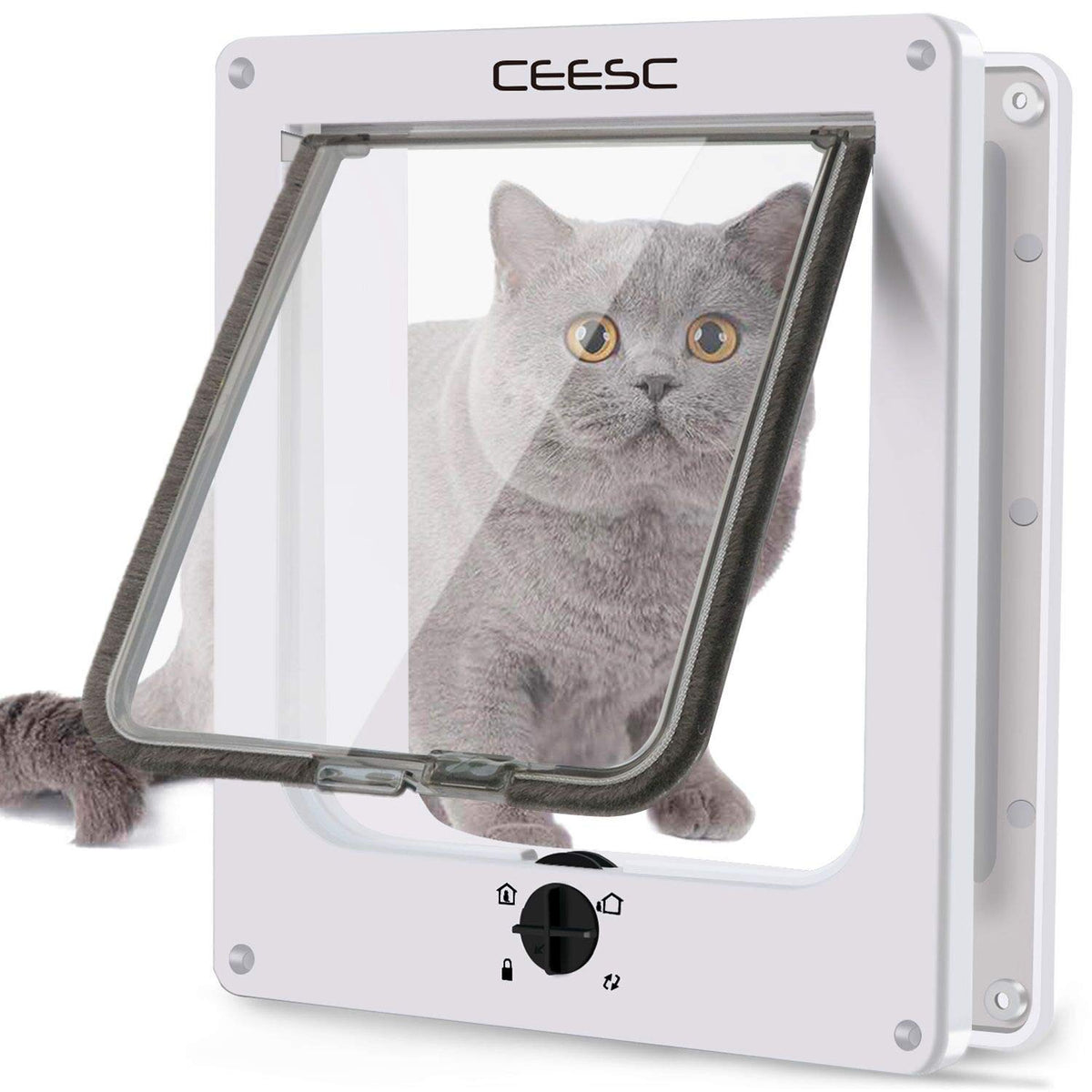 CEESC extra-large cat door shows outer size 11-6x9-8 for easy access.