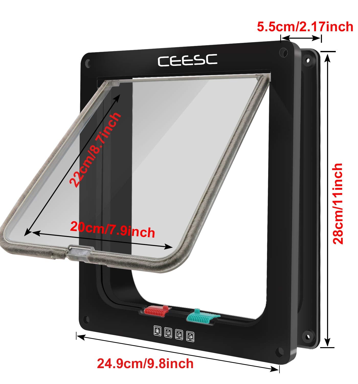 CEESC extra large cat door exterior weather seal to keep rain out