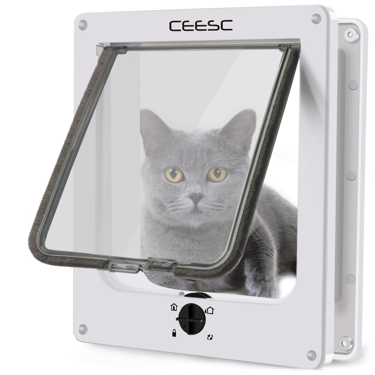 CEESC large cat door weatherproof 4-way lock on doorway for flexible pet access