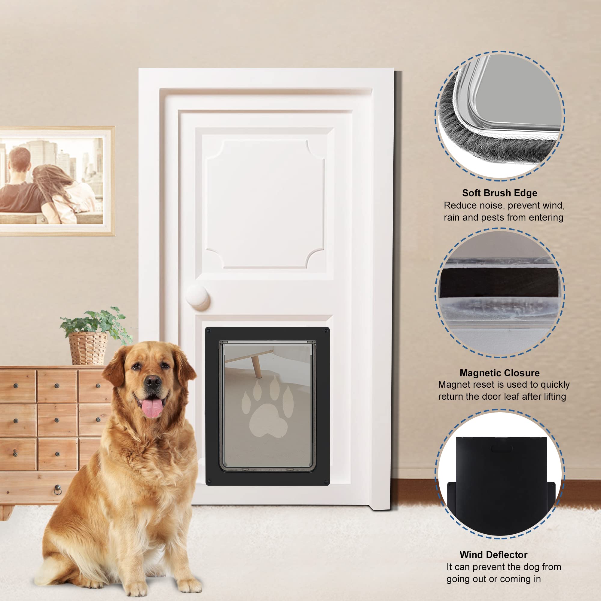 CEESC large dog door in use showing pets freely entering with controlled access.
