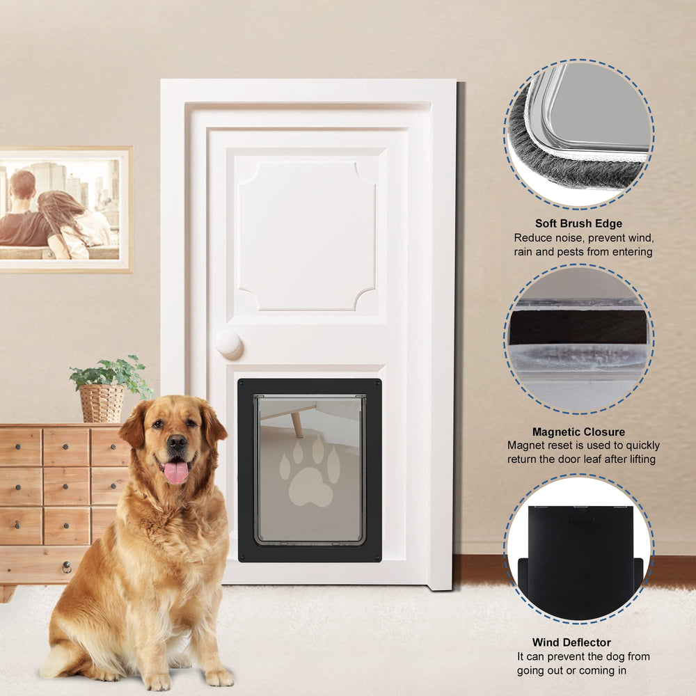CEESC large dog door in use showing pets freely entering with controlled access.