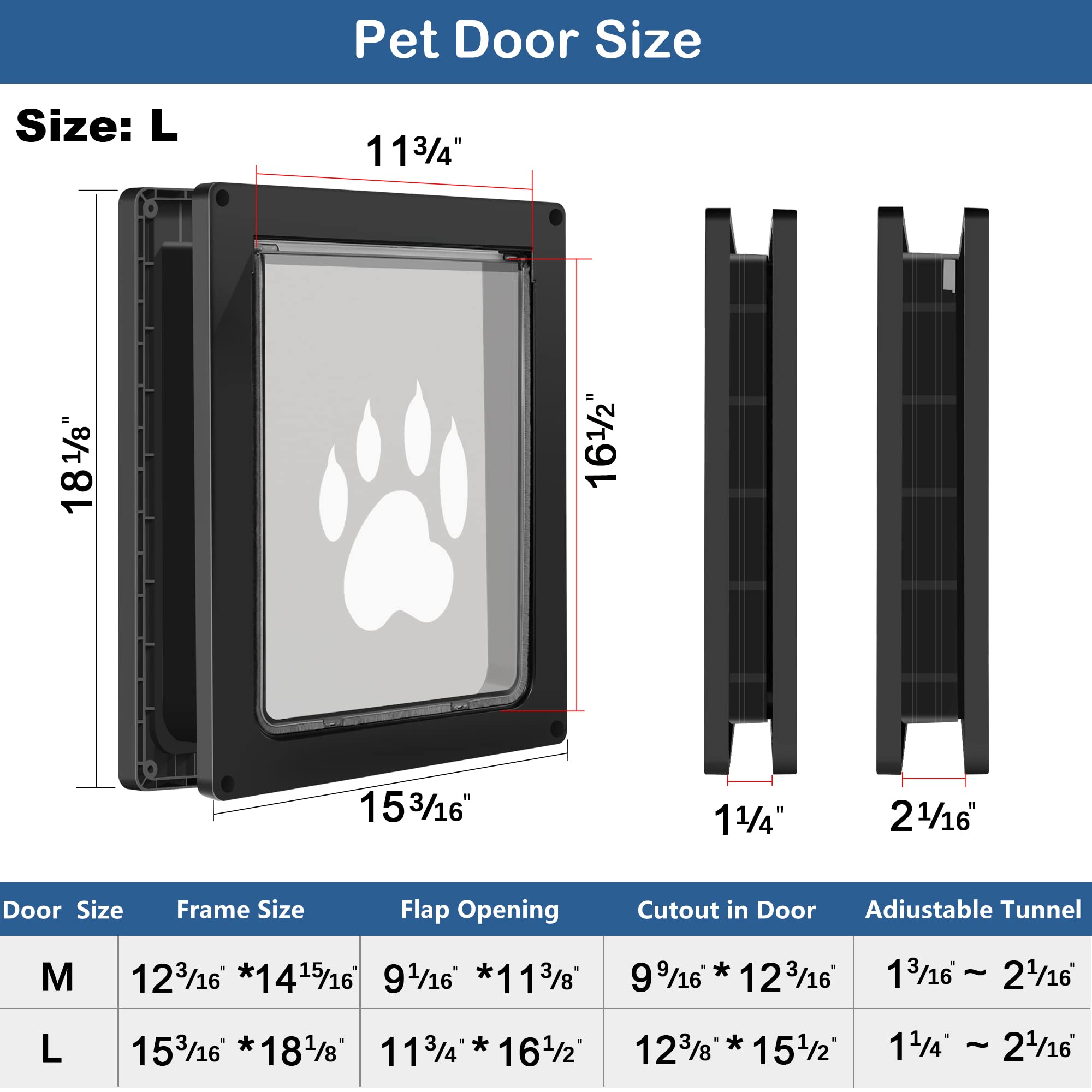 CEESC large dog door installation template helps easy interior or exterior mounting.
