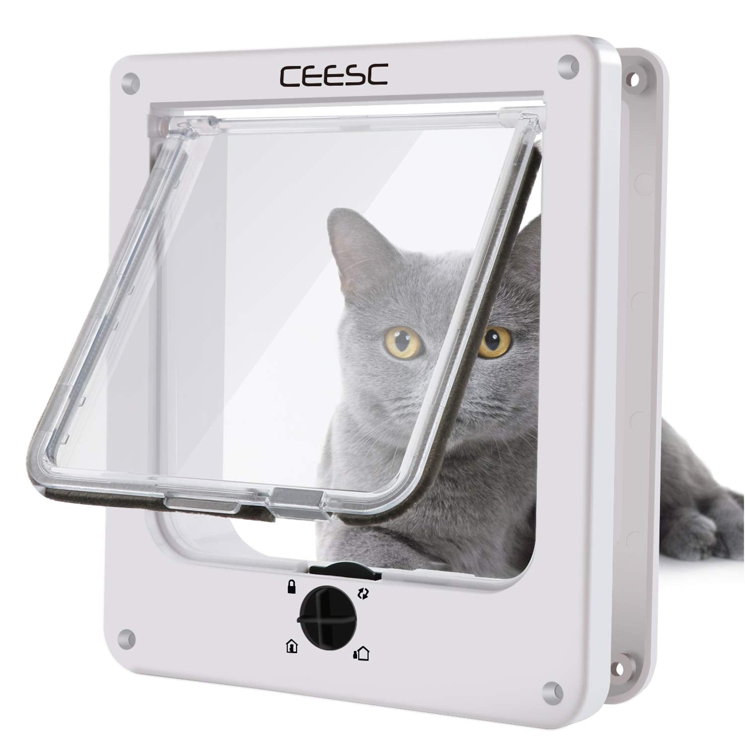 CEESC Medium Cat Door exterior view with weatherproof seal protecting against rain.