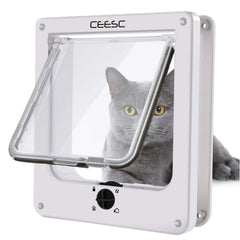 CEESC Medium Cat Door exterior view with weatherproof seal protecting against rain.