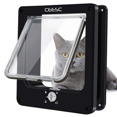 CEESC medium cat door in weatherproof black frame for indoor and outdoor access