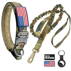 Celifelight tactical dog collar in camo with USA flag buckle for durable daily use