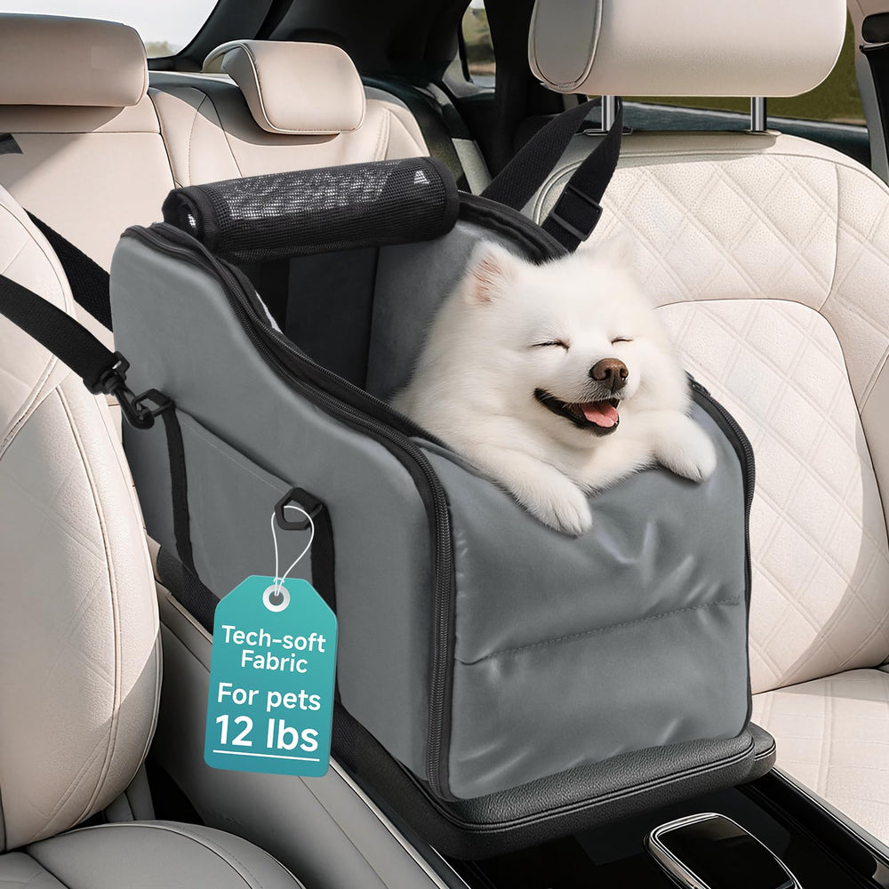 Center Console Dog Seat with memory foam cushion for small dogs on car rides
