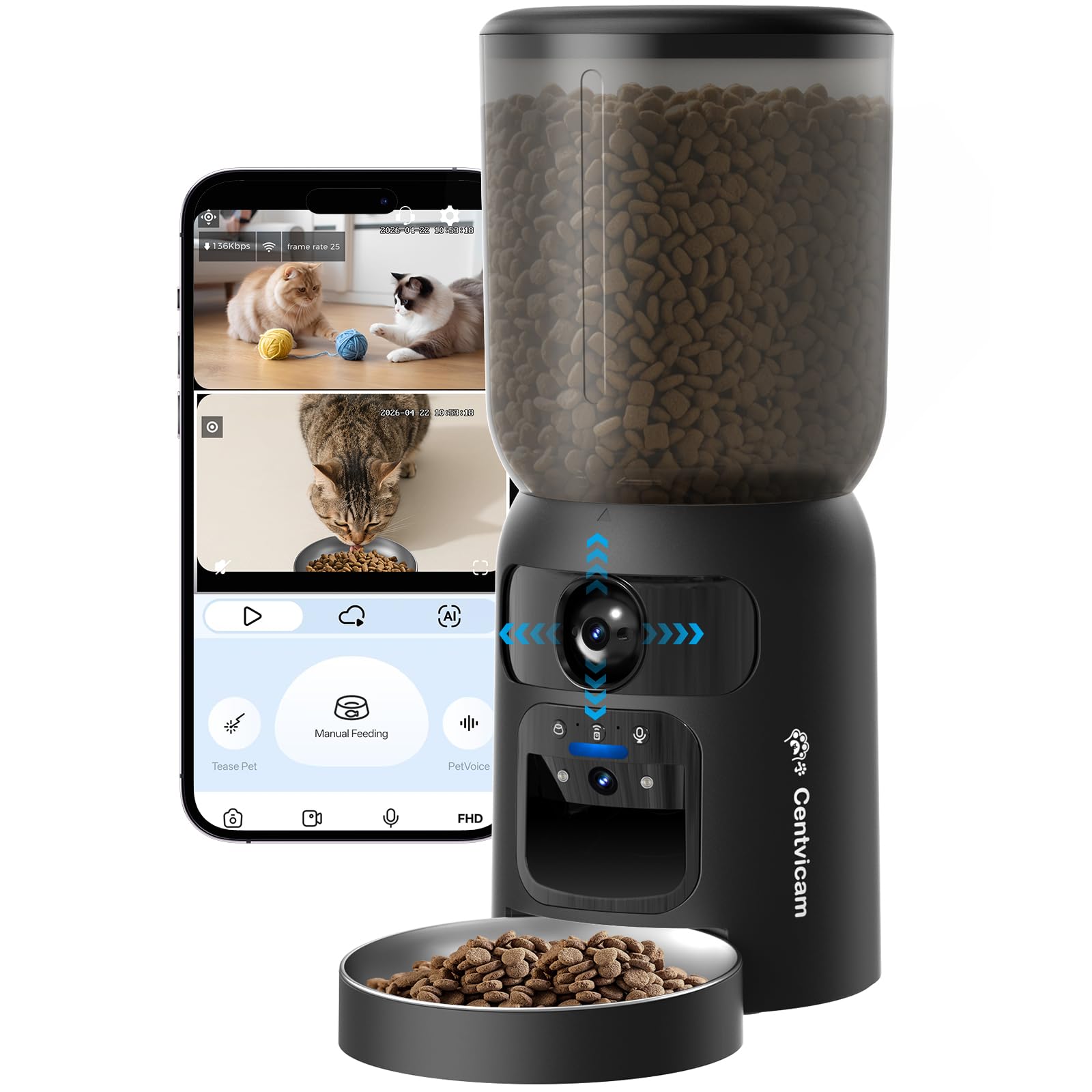 Centvicam automatic feeder front view showing sleek design and portion control