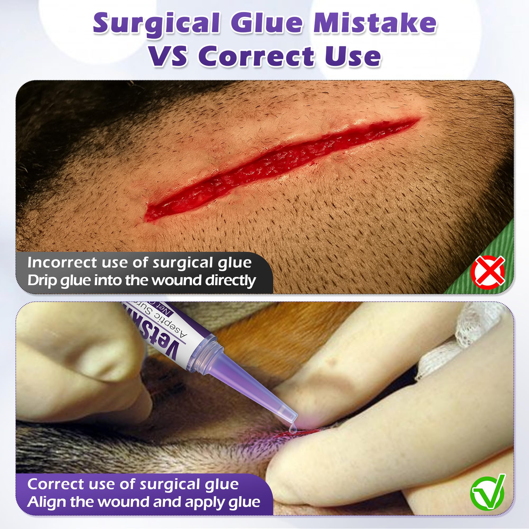 Ceoighe precision-tip glue for accurate wound closure on small areas.