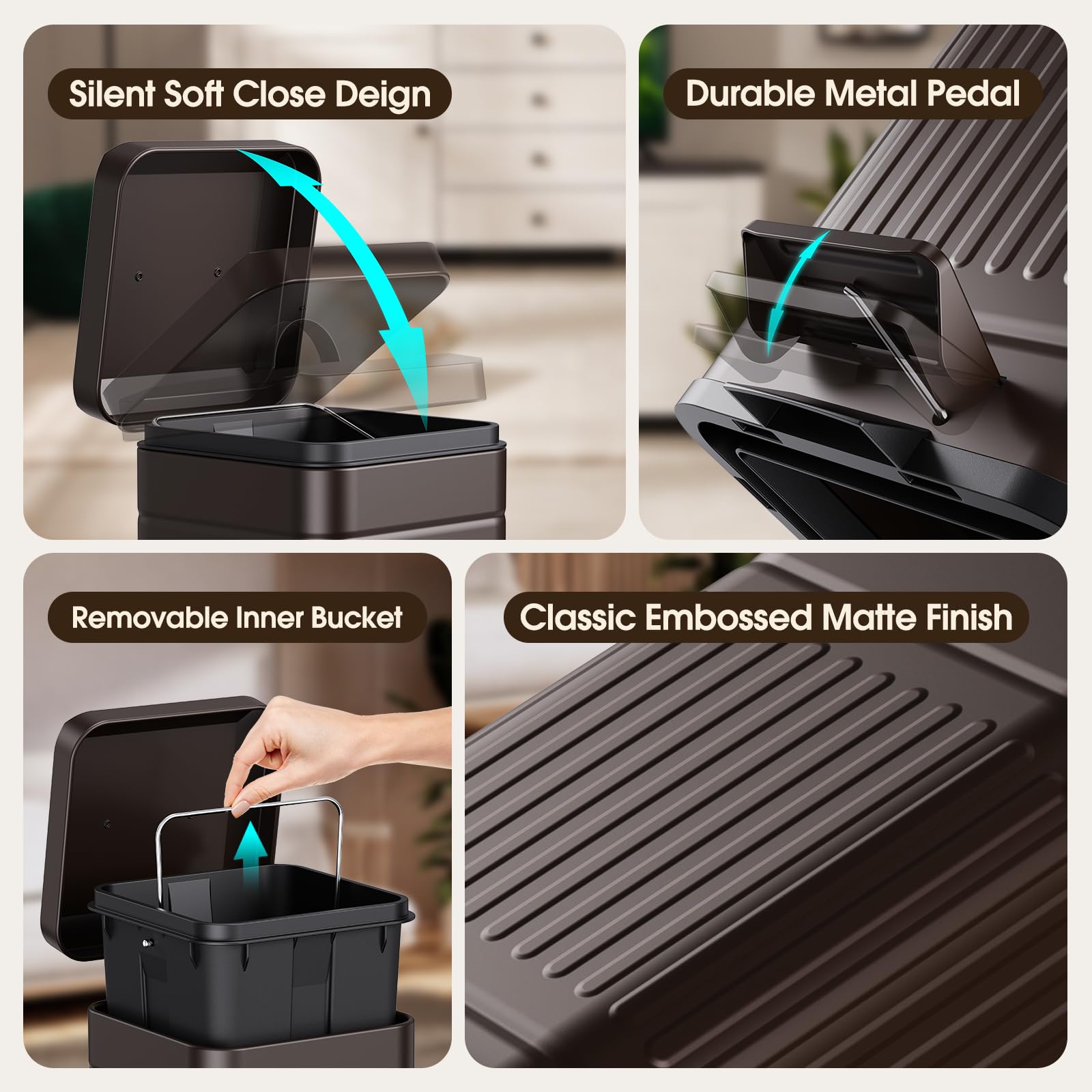 CEROELDA removable inner bucket for easy dumping and quick rinsing
