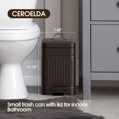 CEROELDA trash can with step pedal, front view for hands-free disposal