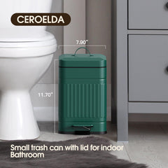 CEROELDA step-pedal green trash can enables hands-free disposal