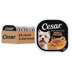 Cesar Classic Loaf in Sauce packaging shows real chicken for a protein-forward meal.