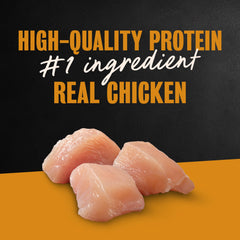 CESAR Classic Loaf ingredients closeup spotlights real chicken and veal.