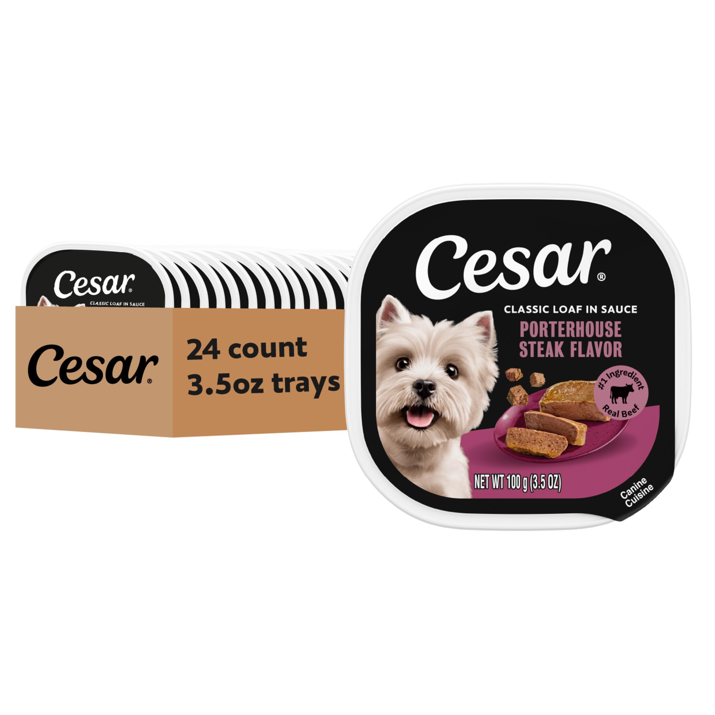 Cesar Classic Loaf in Sauce Porterhouse Steak tray ready for easy, balanced meals.