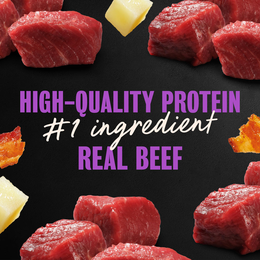Cesar Filet Mignon Loaf & Topper tray texture close-up highlighting tender texture with slow-cooked flavor notes.