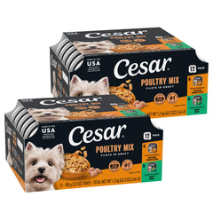 Cesar Filets in Gravy Rotisserie Chicken Tray featuring real poultry for adult dogs